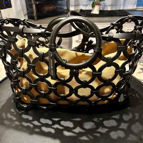 Mango Handbags - Mango - Limited Edition-Black and Tan Open Weave Tote